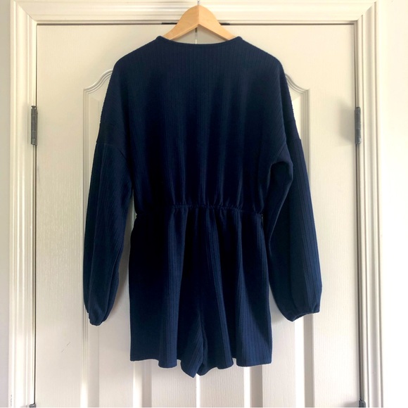 NWT Lulus | One Last Chance Jacquard Knit Navy Blue Romper - Picture 2 of 8